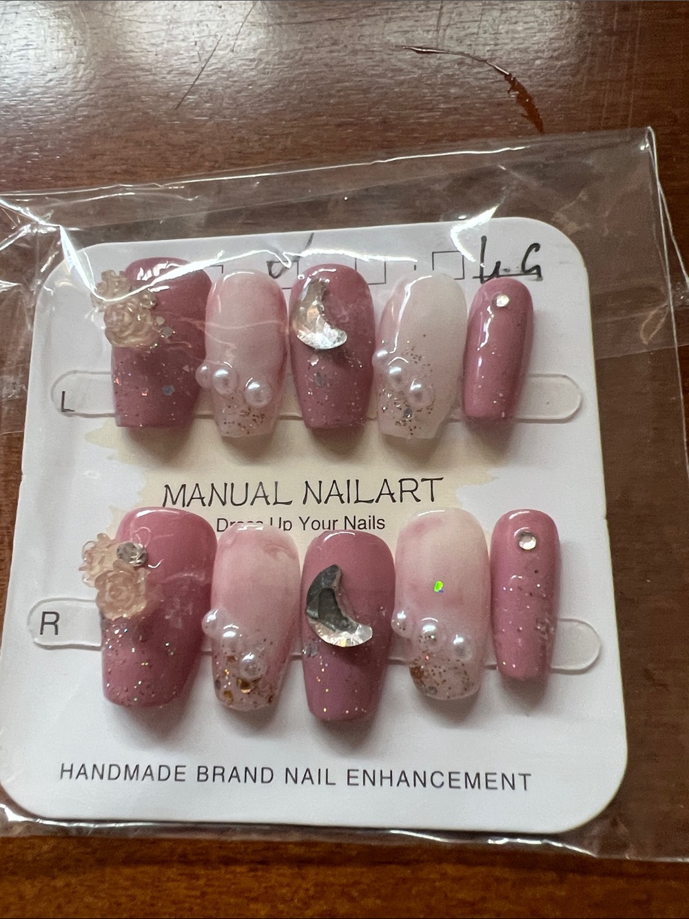 Pink Pearl Press-On Nails - Handmade Brand